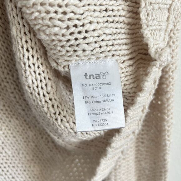 TNA Aritzia Cotton/Linen Loose Knit Sweater XS Cream Prep Coastal Fisherman - Picture 9 of 16